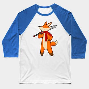 Fox as Warrior with Sword & Scarf Baseball T-Shirt